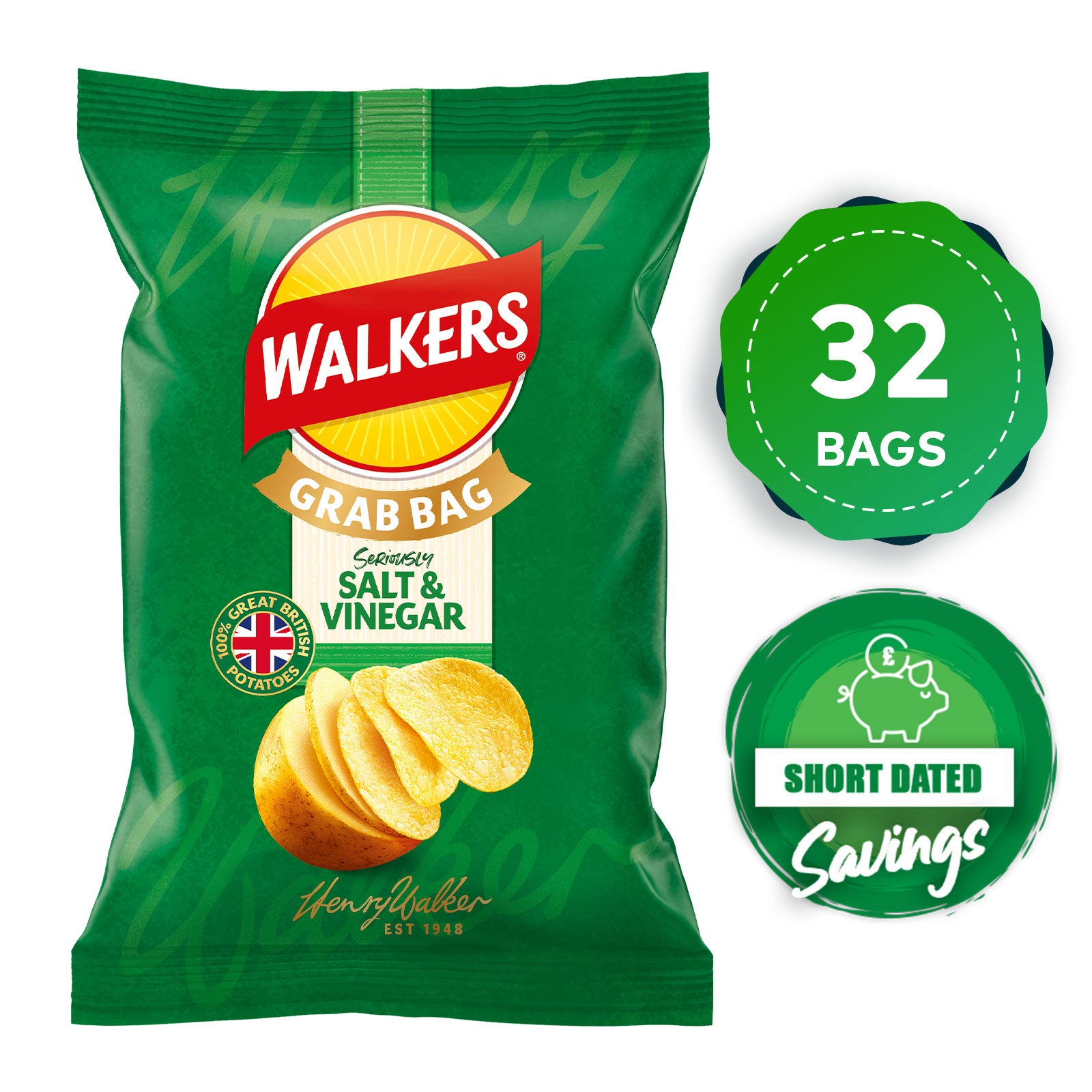 Walkers Crisps Salt & Vinegar Sharing Pack of 32 x 45g - Image 10