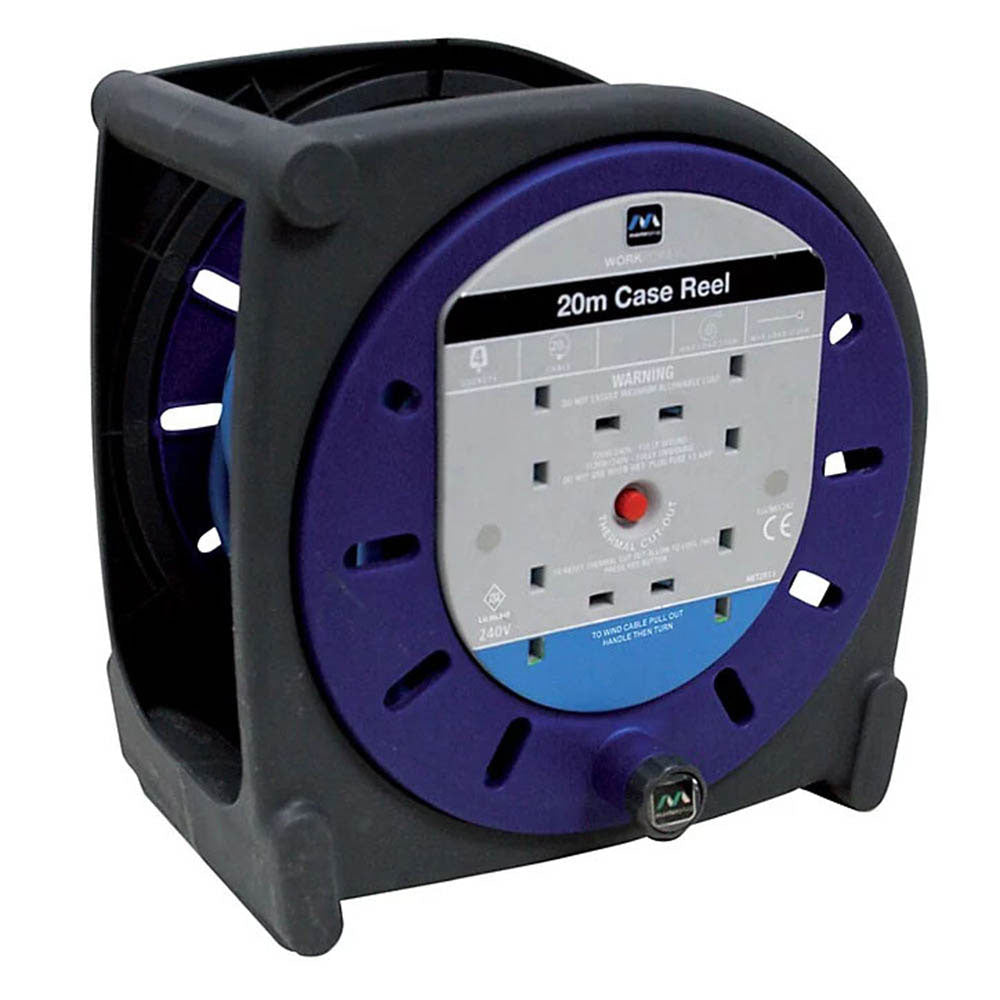 Cable Reel 4 Way Socket Extension Electrical Lead Durable 240V 10A IP44 (L)20m - Image 1