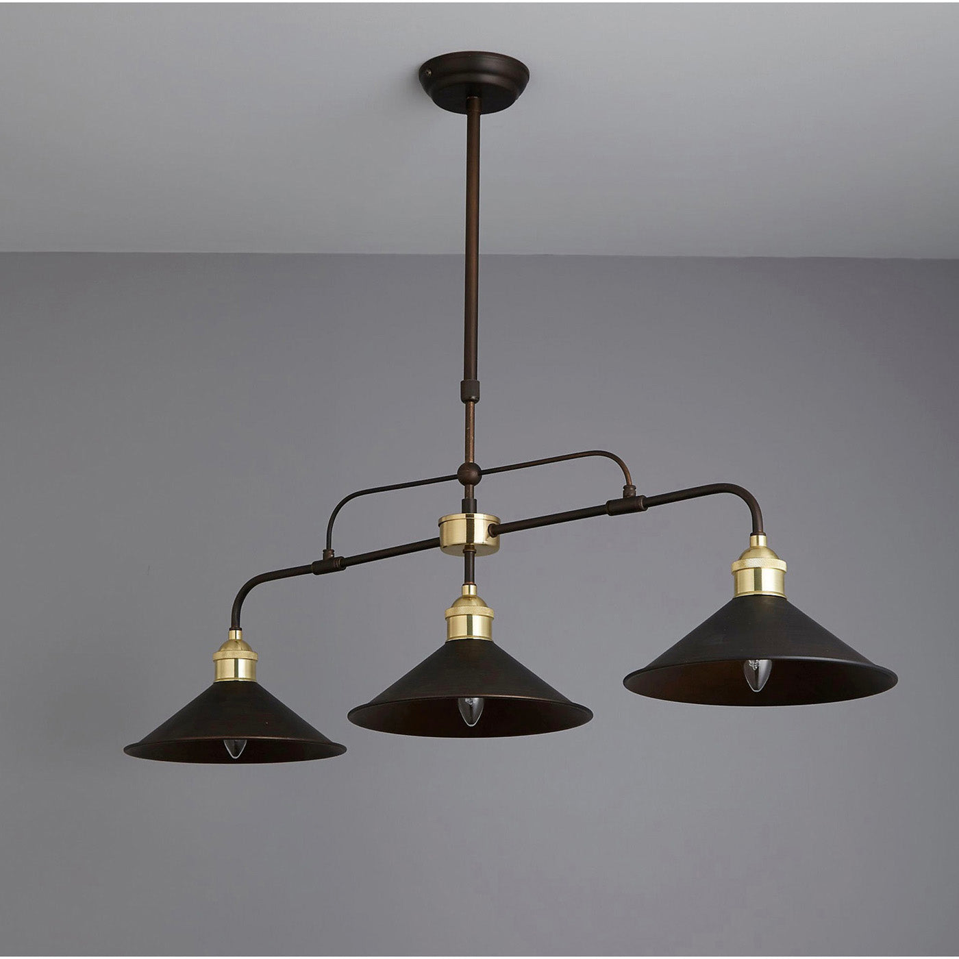LED Ceiling Light 3 Way Pendant E27 Matt Metal Bronze Dimmable Kitchen Living - Image 2