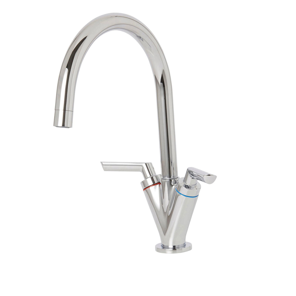 Kitchen Sink Tap Monobloc Mixer Chrome Dual Lever Brass Swivel Spout Faucet - Image 1