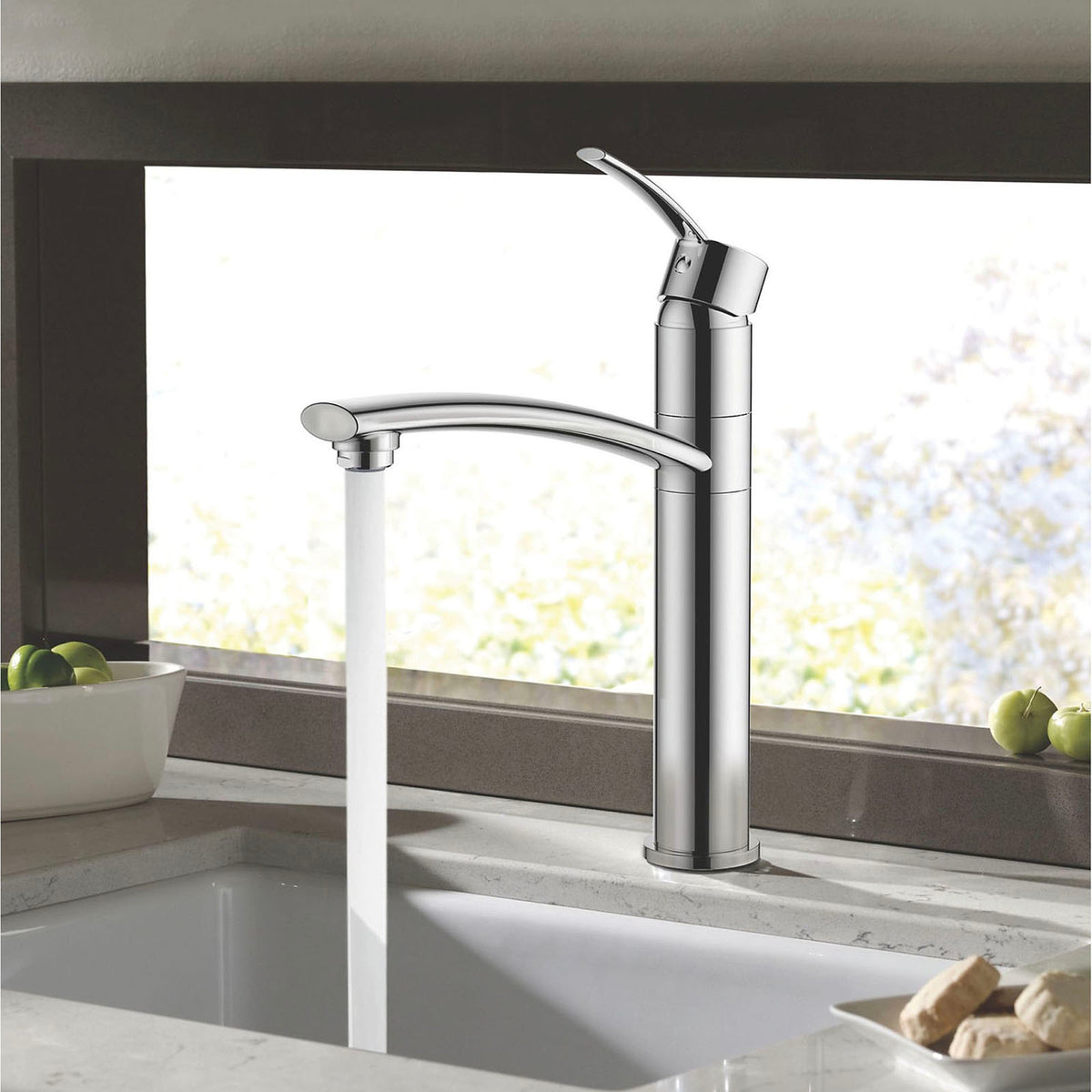 Kitchen Tap Top Single Lever Mixer Tap Swivel Spout Chrome Built-in Aerator - Image 3