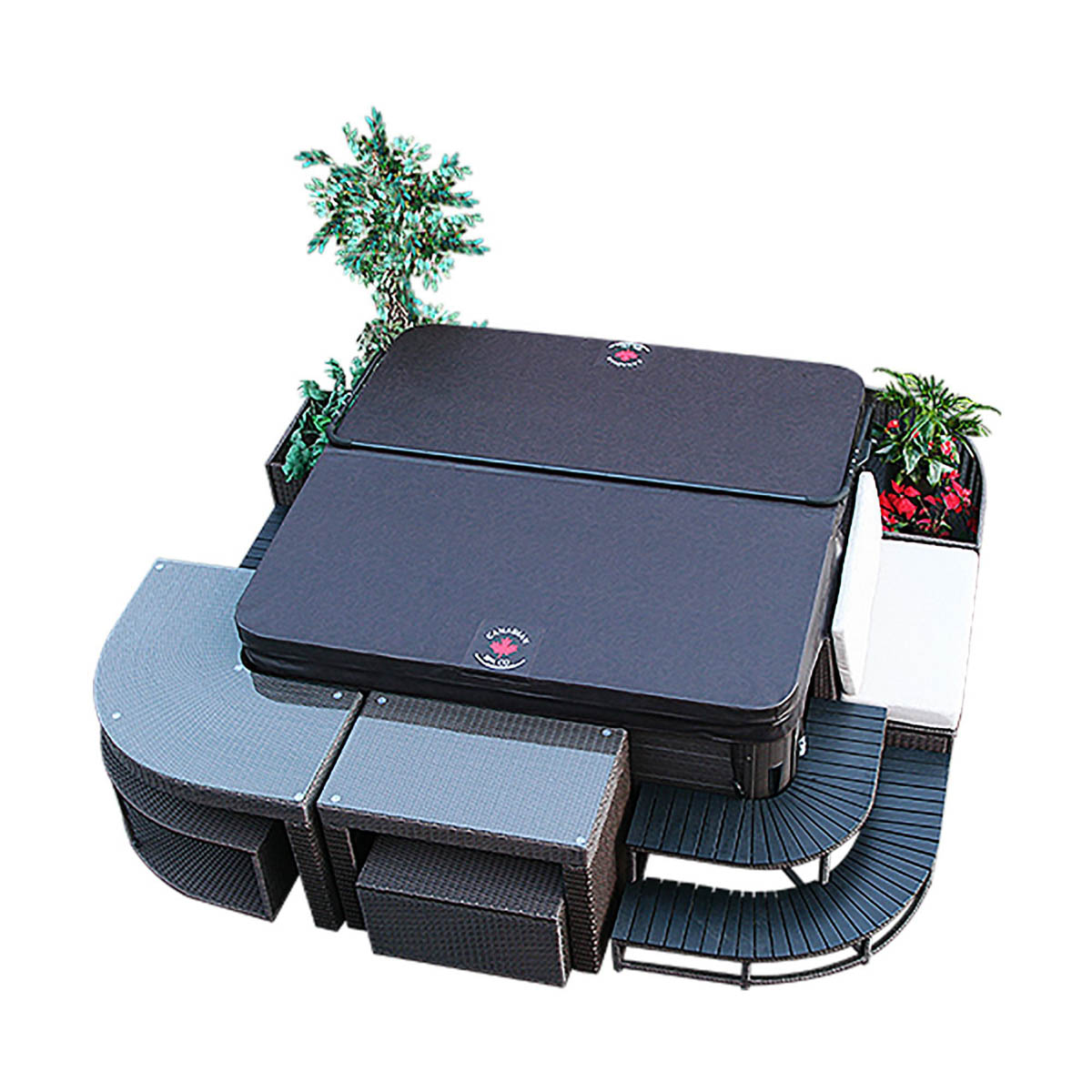 Canadian Spa Bar And Stool Set Straight Outdoor Brown Rattan Furniture Durable - Image 3