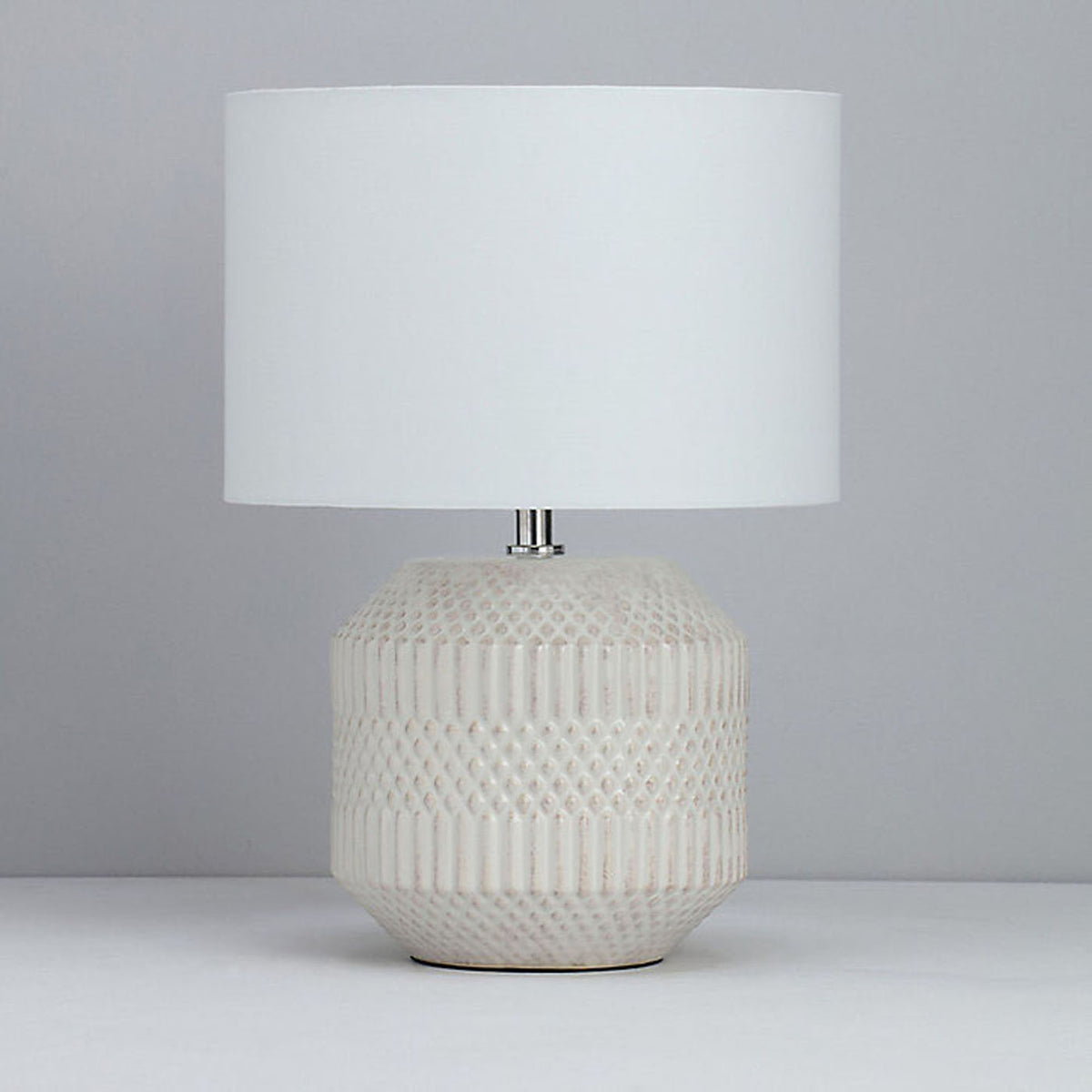Inlight Table Light Ceramic White Glazed Base Bedside Lamp Round Modern - Image 1