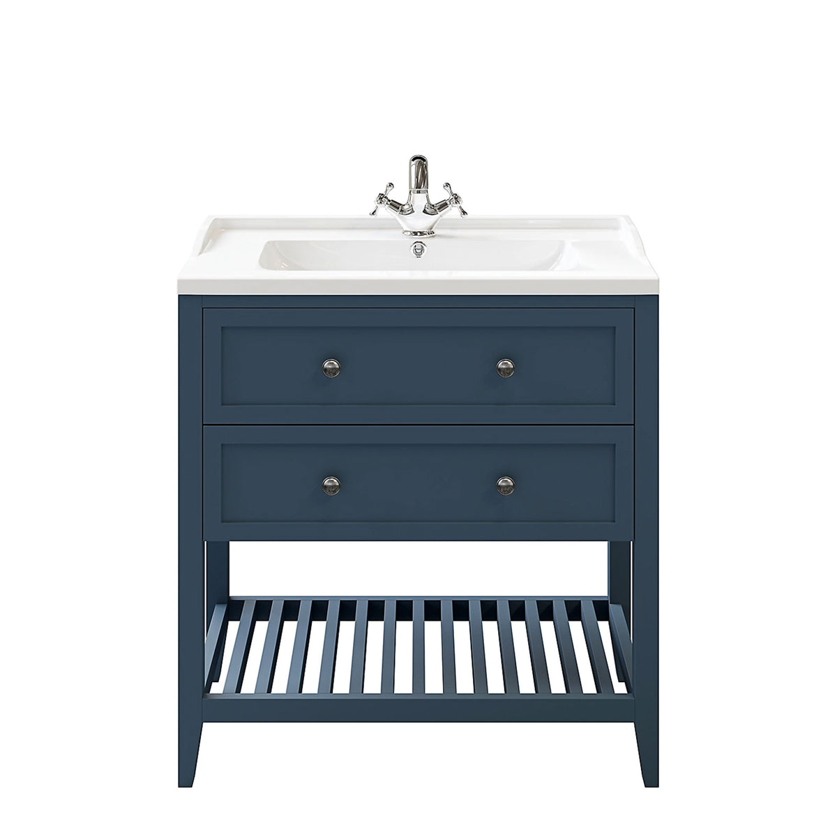 GoodHome Bathroom Vanity Unit Perma Blue Freestanding 800mm Satin - Image 3