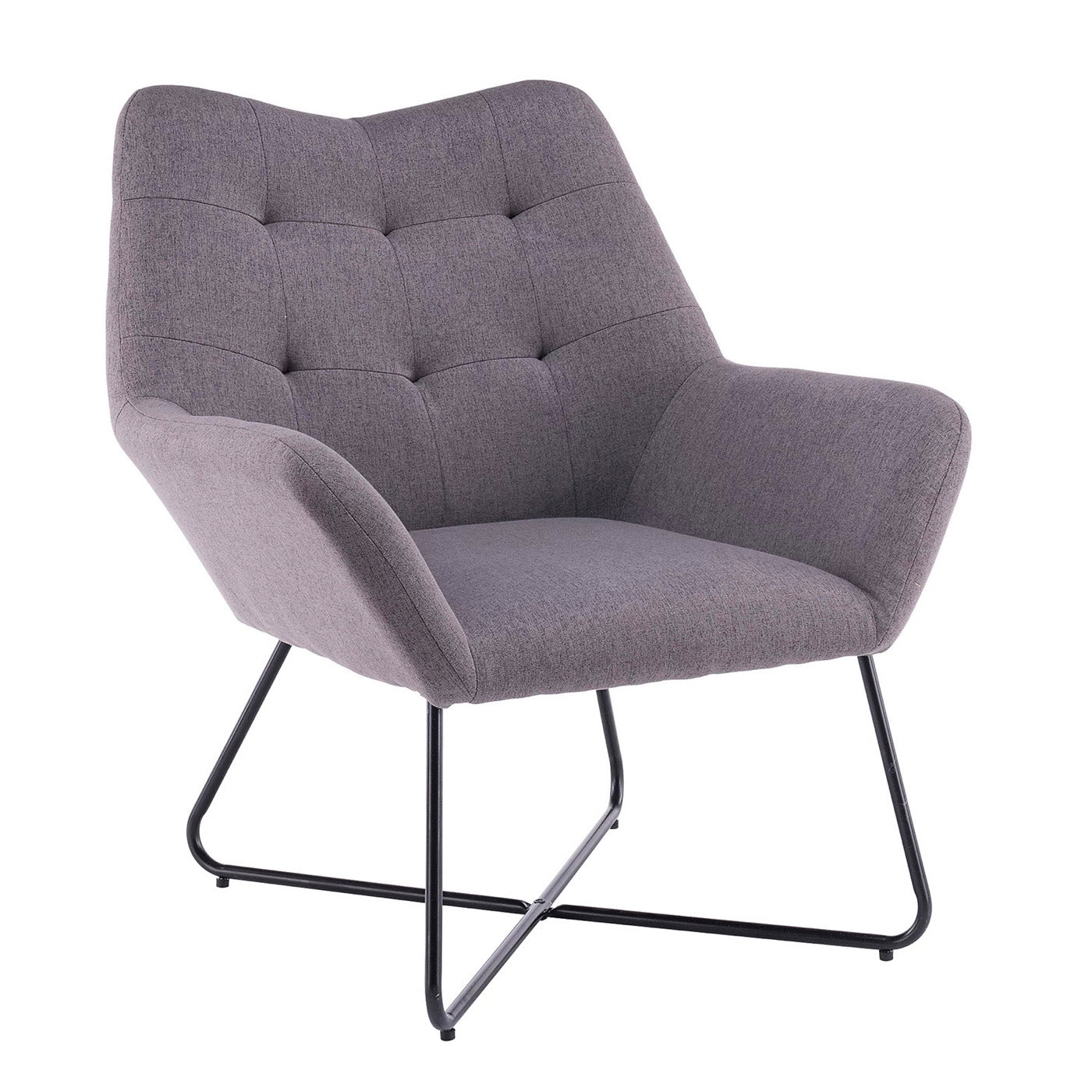 Turio Stone Grey Linen Effect Chair With Black Metal Legs H865mm W750mm D800mm - Image 3