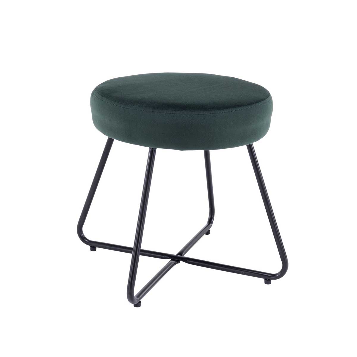 Foot Stool Chair Dressing Table Round Green Velvet Effect Foam Comfort Modern - Image 2