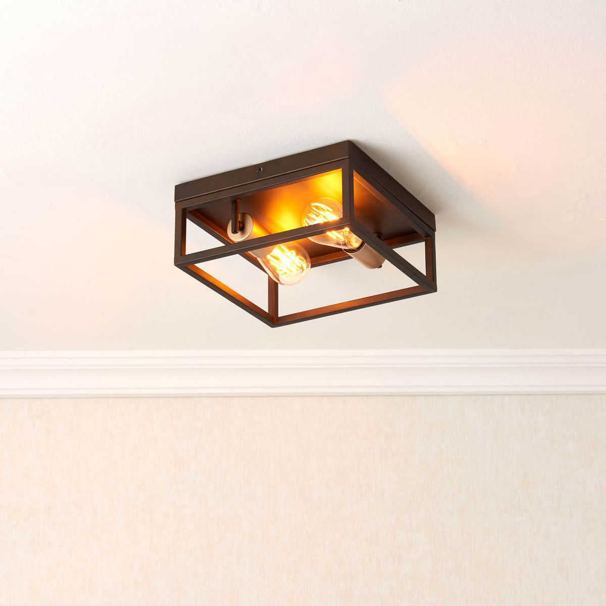 Ceiling Light 2 Lamp Matt Steel Bronze Effect Industrial Dimmable 10W IP20 - Image 3