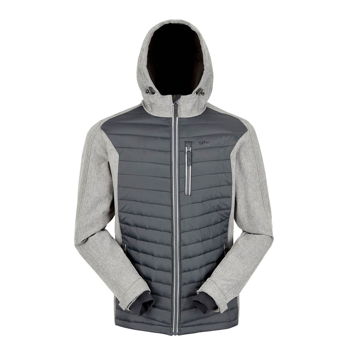 Site Mens Work Jacket Softshell Black Grey Pockets Padded Slim Water Repellent L - Image 1