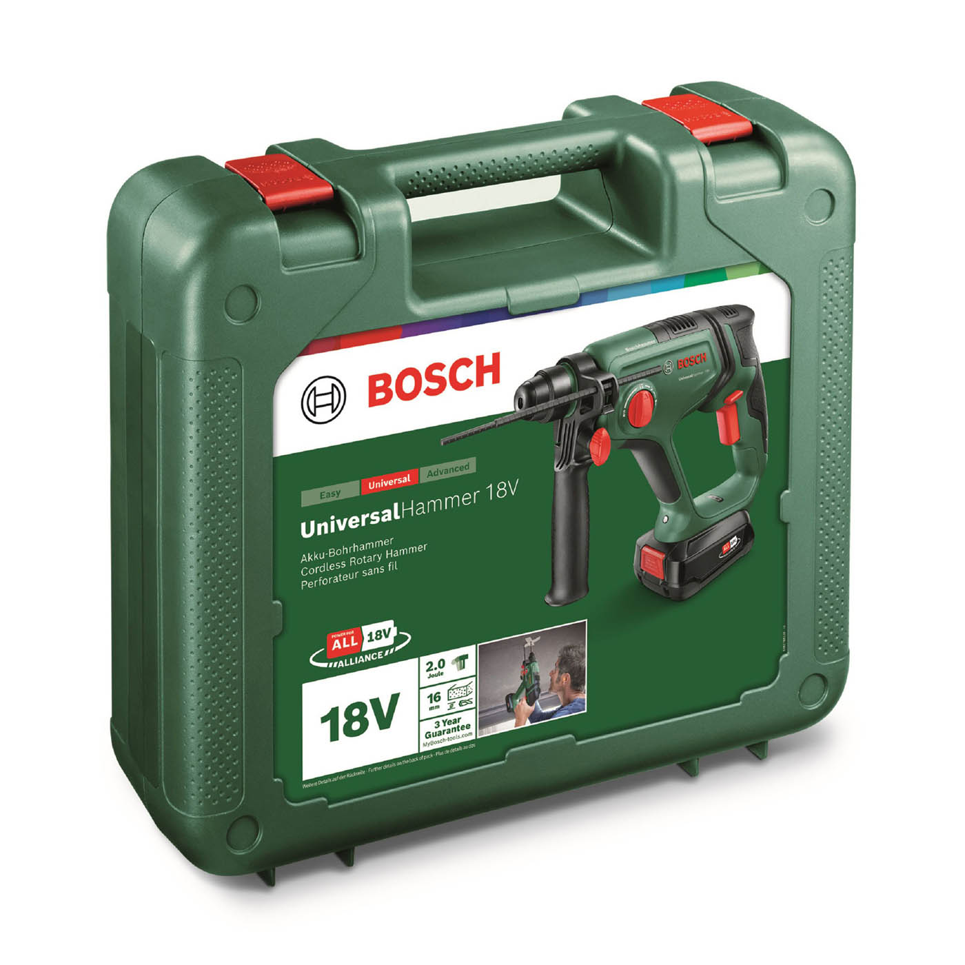 Bosch Hammer Drill Cordless 18V 2.5Ah Li-ion SDS Plus Compact Lightweight - Image 2