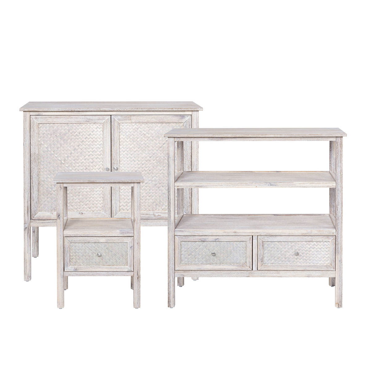 Pinilla Bedside Table Matt Whitewashed MDF 1 Drawer Chic (H)600 (W)300 (D)400mm - Image 4