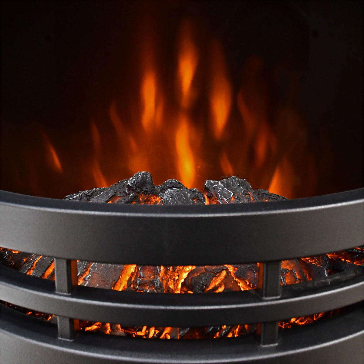Be Modern Electric Stove Orba Tall Modern Design 2kW Black Matt LED Flame Effect - Image 2