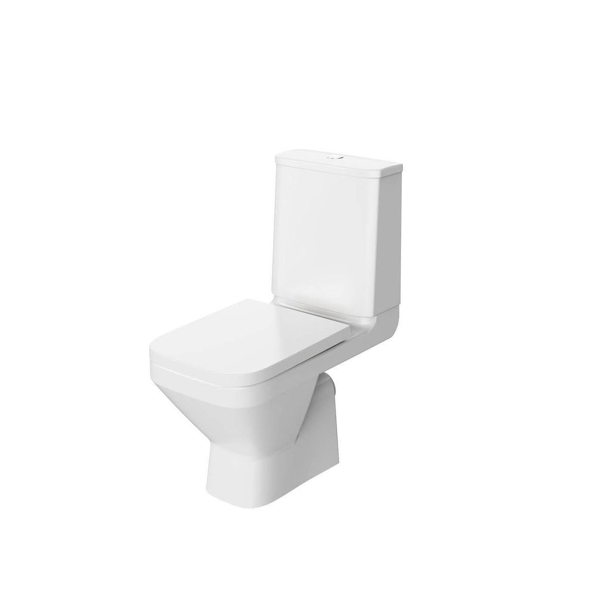 Toilet Set with Soft Close Seat Exposed Cistern White Rimless Square Bathroom WC - Image 1