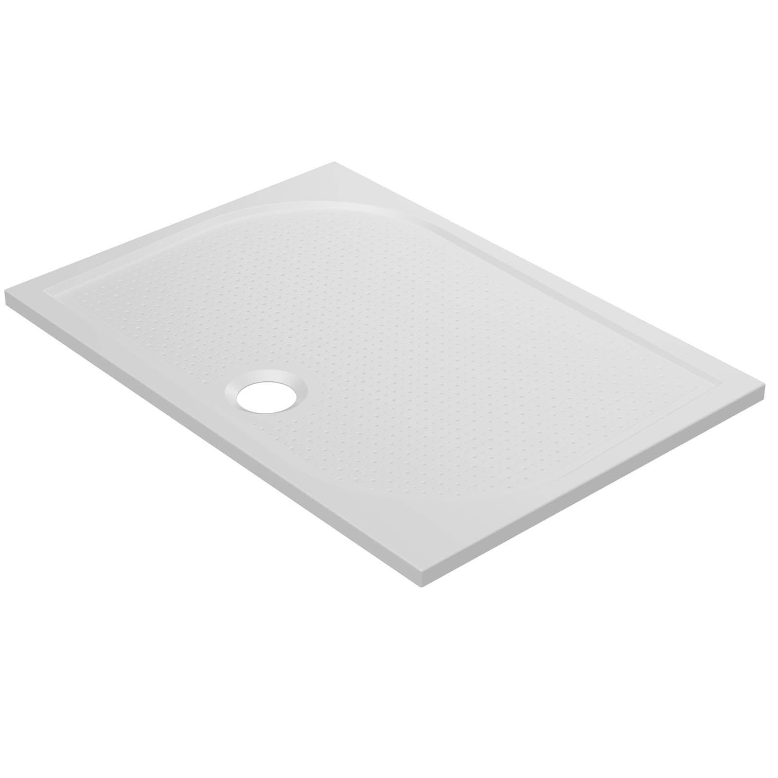 GoodHome Shower Tray Gloss White Reversible drainer (L)800x (W)1000x (H)28mm - Image 1