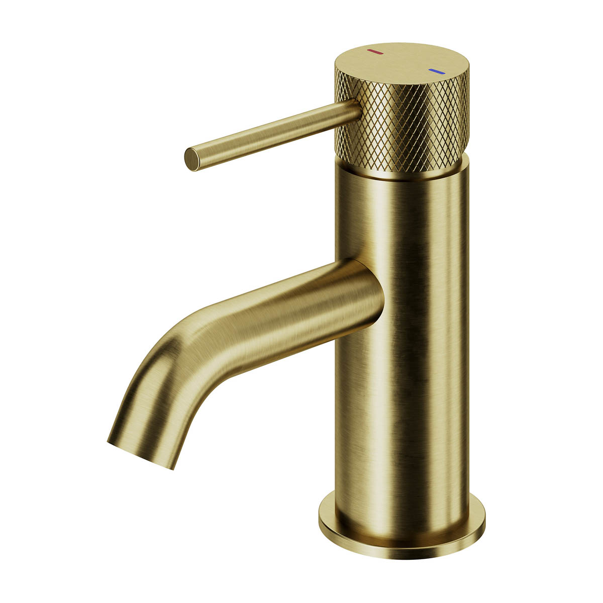 Bathroom Mixer Tap Basin Mono Satin Gold Effect Brass Round Clicker Waste - Image 1