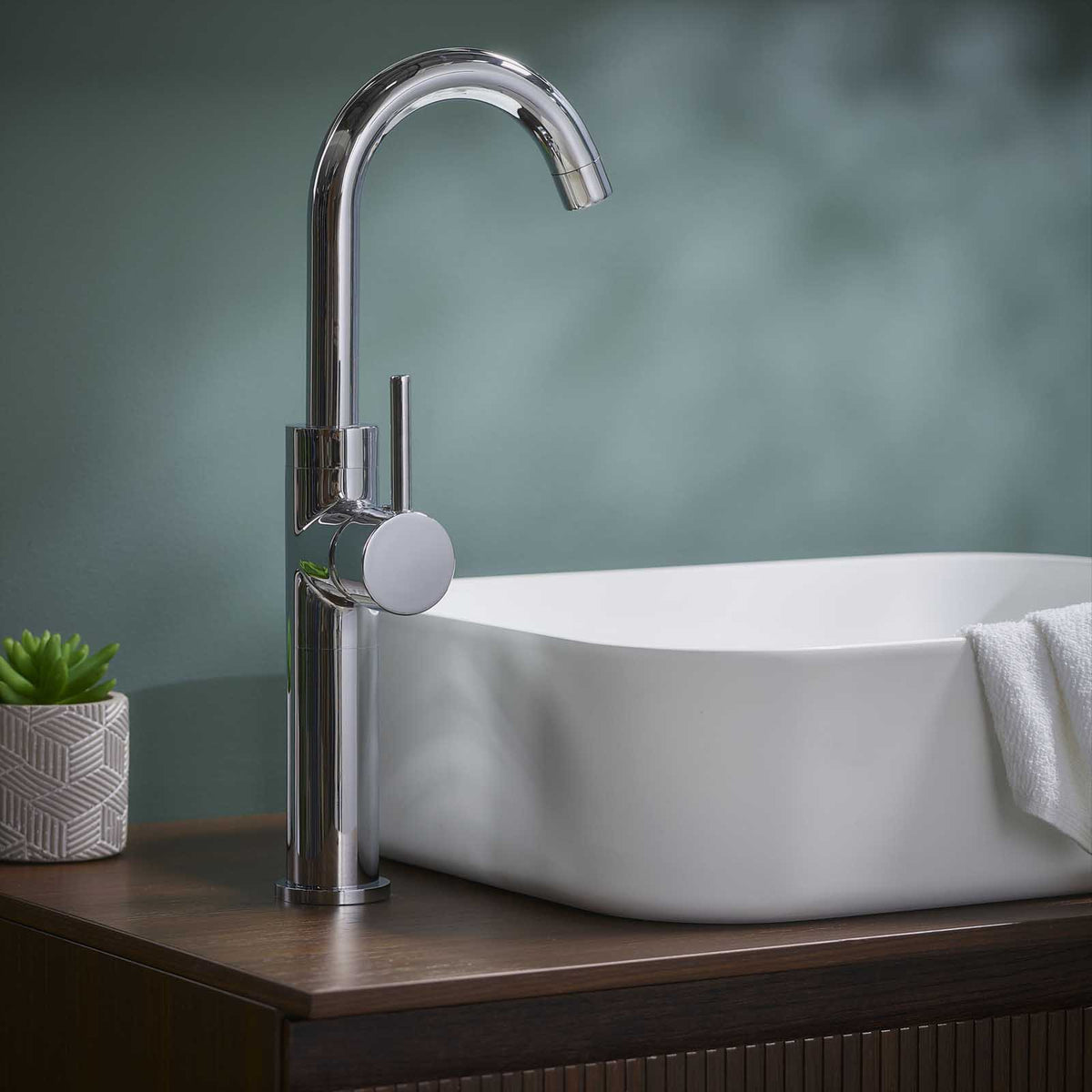 Bathroom Basin Sink Matt White Rectangular Counter Top Modern Hand Wash (W)45cm - Image 2
