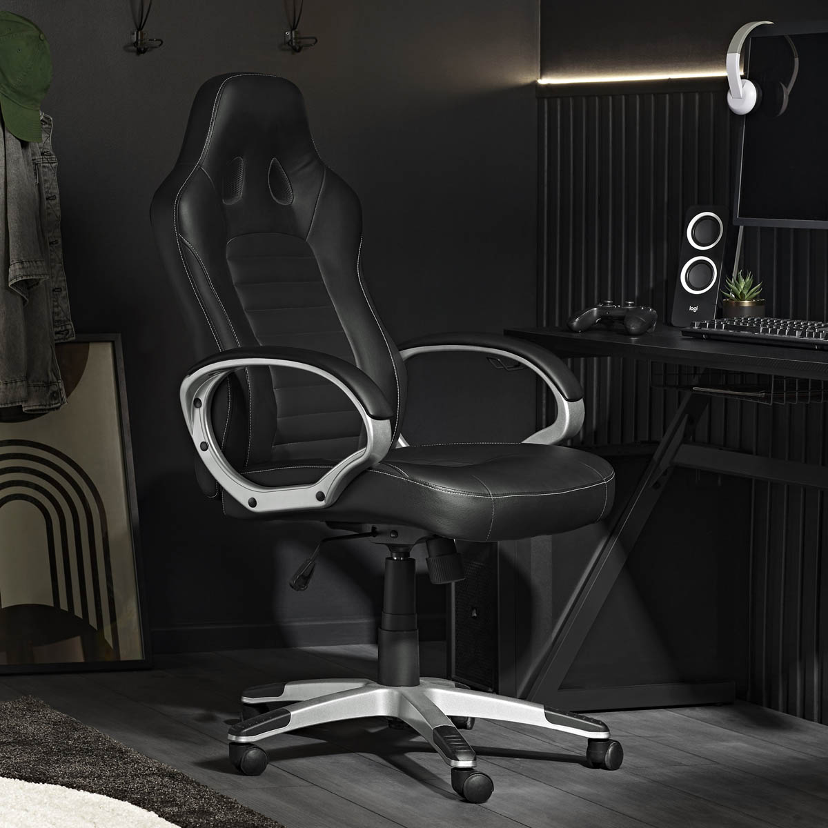 Thunya Gaming Chair Swivel Computer Comfort High Back Red Black Adjustable - Image 2