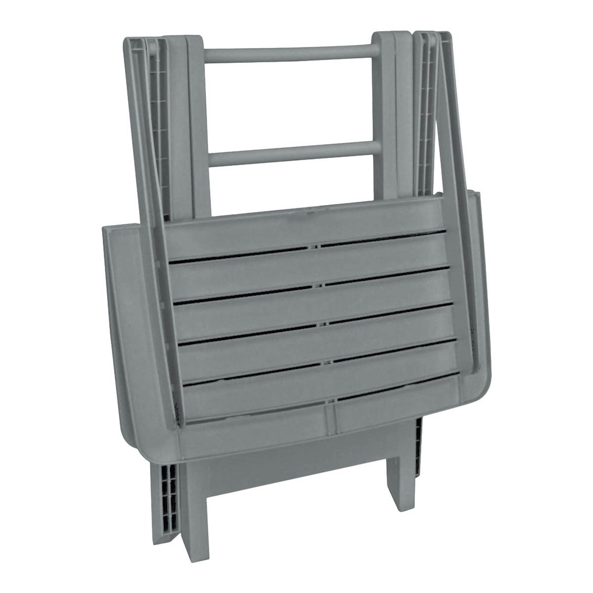 Garden Dining Bistro Set Foldable Table 2 Chairs Grey Plastic Compact Balcony - Image 5