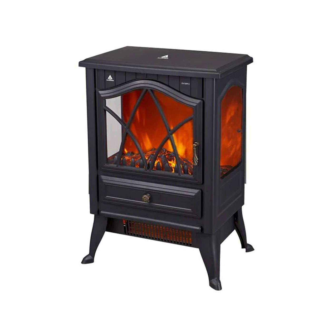 Electric Stove Heater Fireplace Freestanding Black Log Flame Effect 1800W - Image 1