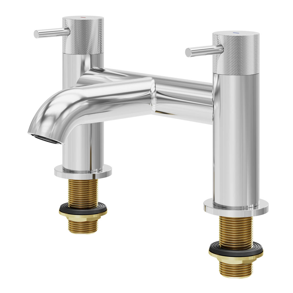 Bath Filler Tap Double Brass Zinc Alloy Gloss Chrome Effect Deck Mounted Modern - Image 1