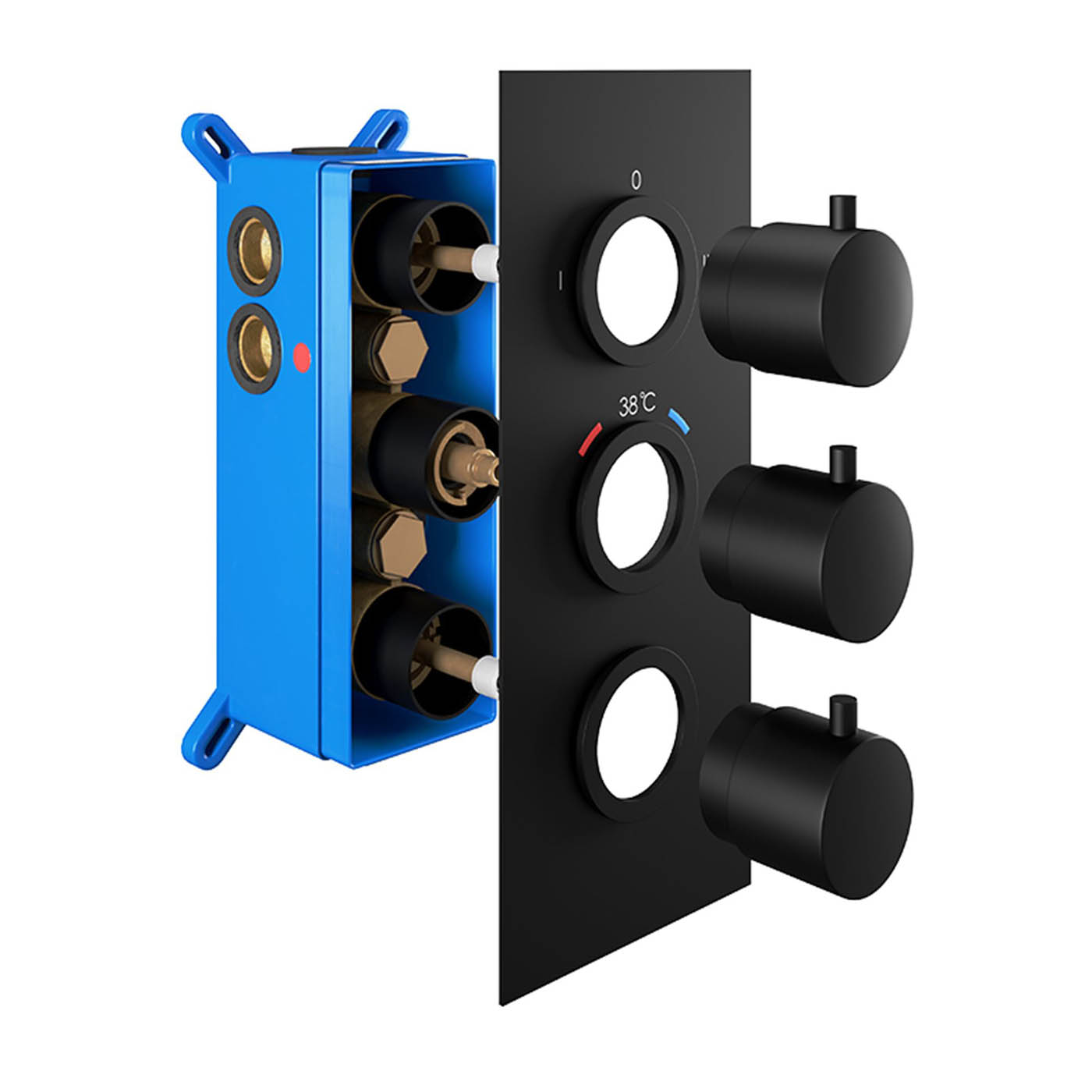 Aquadry Diverter Shower Mixer ½ Turn 3 Outlet Black Concealed Bathroom Modern - Image 1
