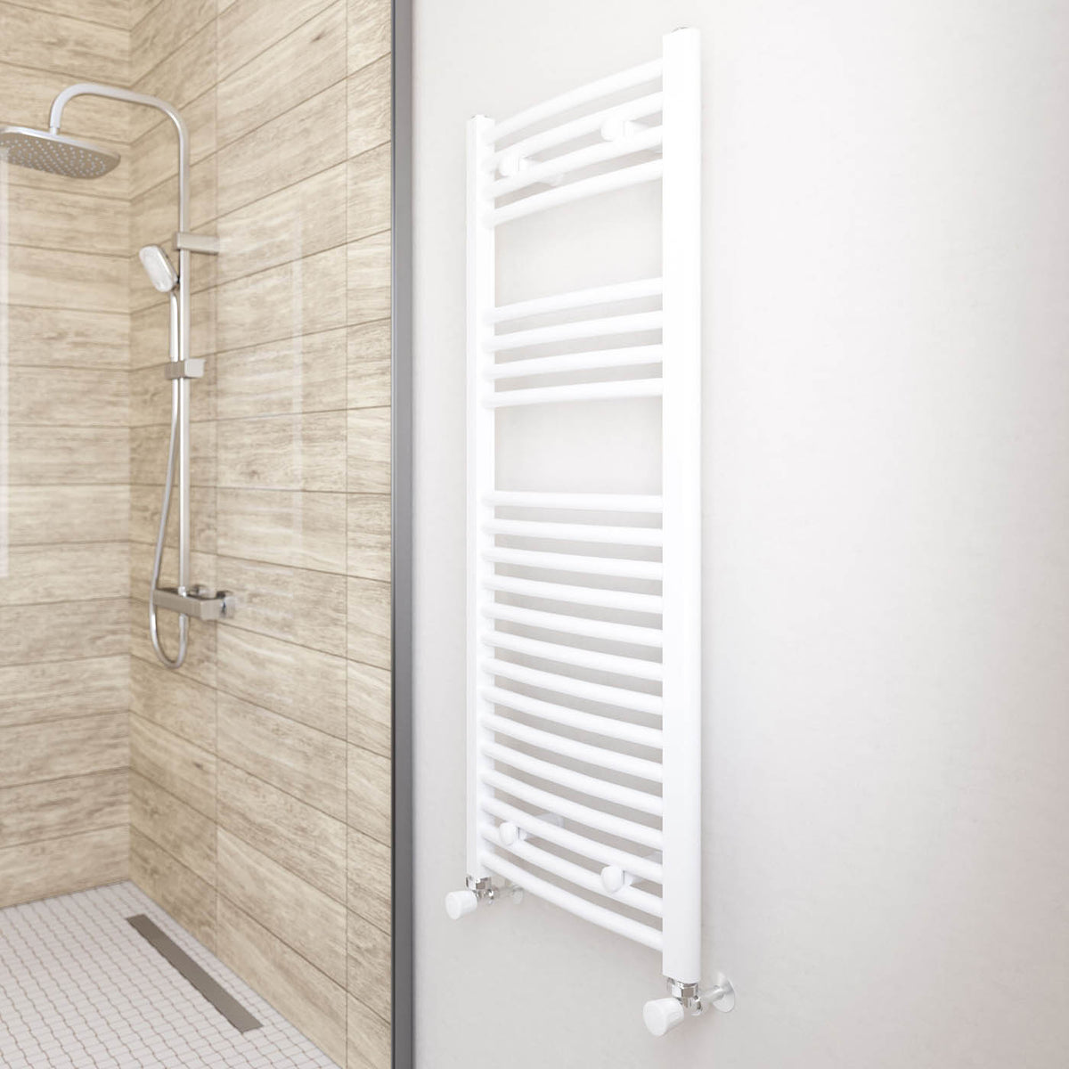 Flomasta Towel Rail Radiator White Curved Bathroom Warmer Ladder (H)110x(W)45cm - Image 2