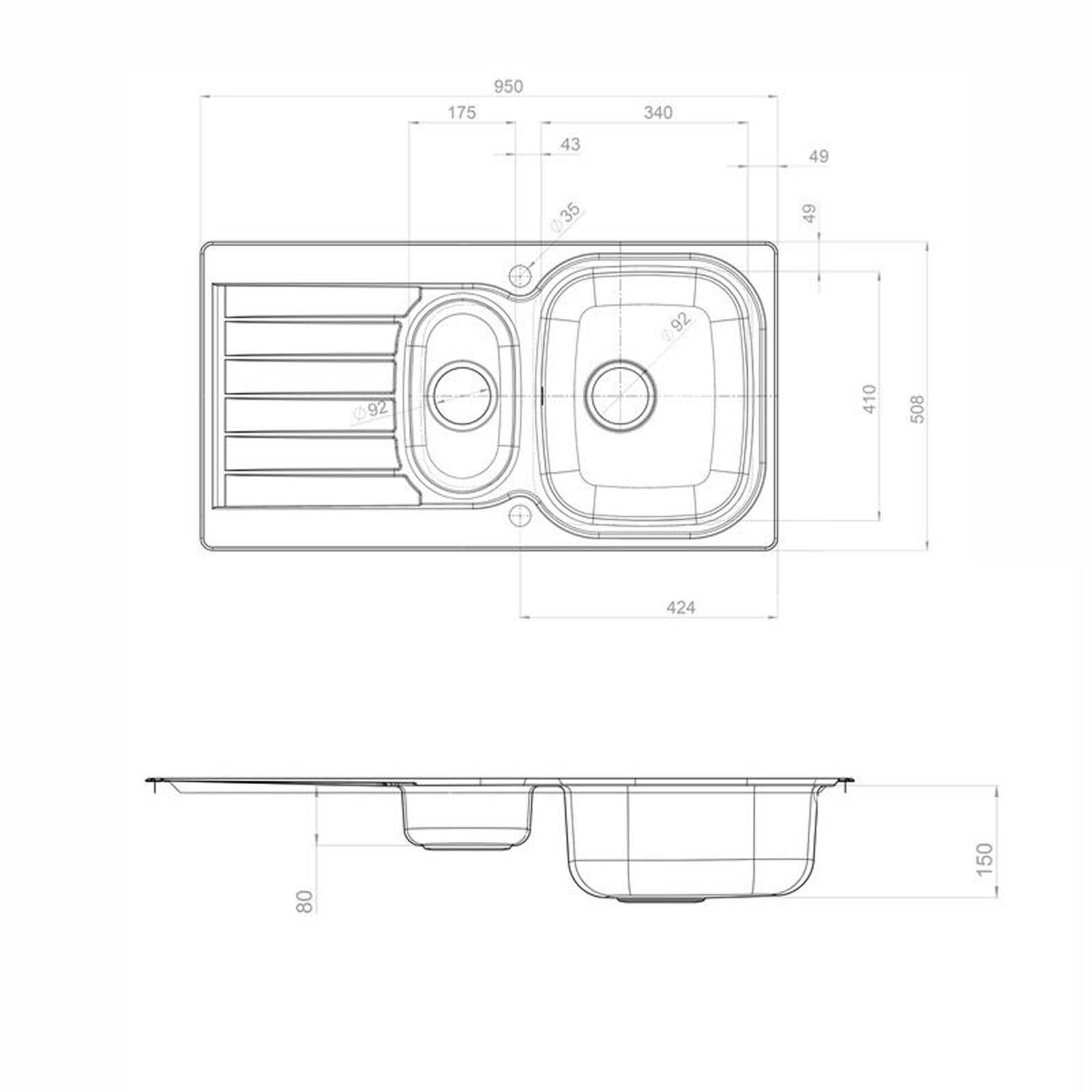 Leisure Eaton Stainless steel 1.5 Bowl Sink, tap & waste kit - Image 3