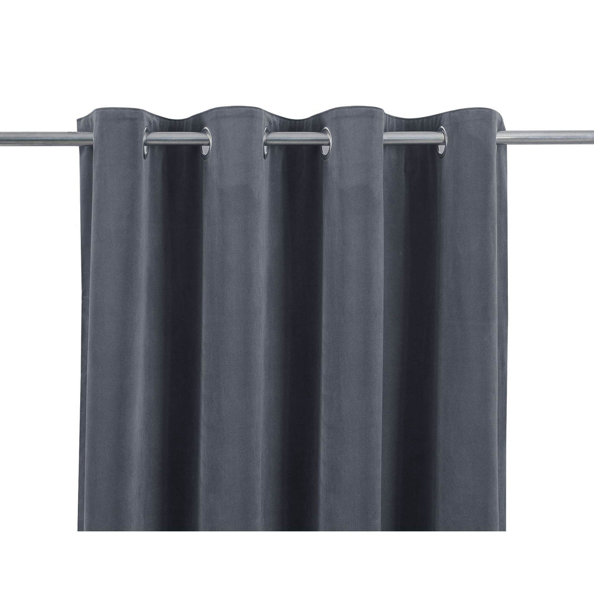 Eyelet Curtain Deep Navy Velvet Lined Ready Made Ring Top Pair Indoor 117x137cm - Image 4
