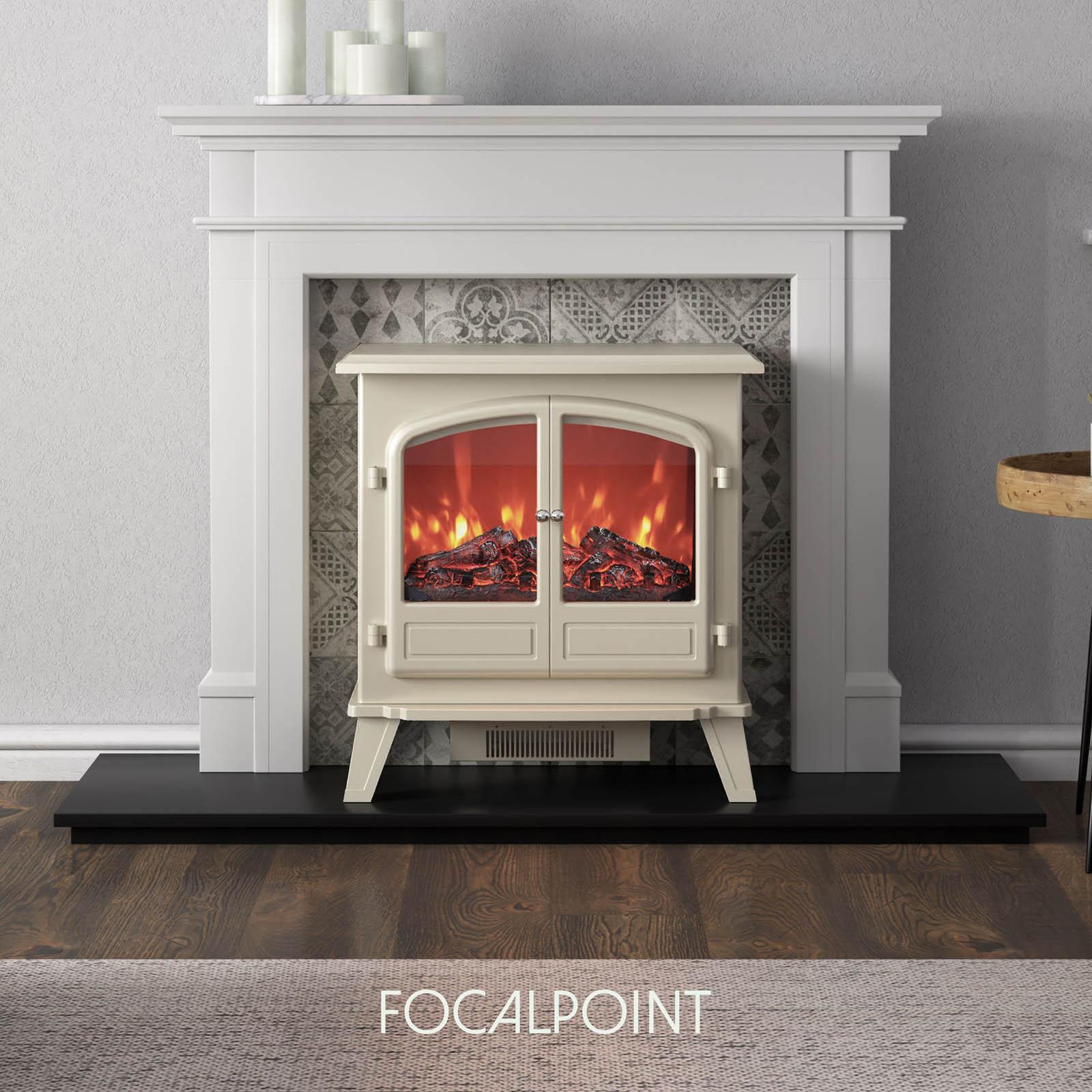 Focal Point Weybourne 1850W Matt Cream Electric Stove (H)670mm (W)635mm - Image 2