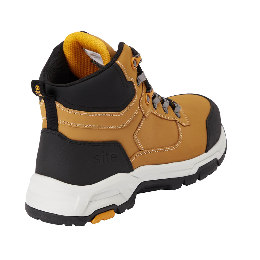 Site Leather Safety Boots Mens Tan Regular Fit Steel Toe Cap Action Size 9 - Image 4