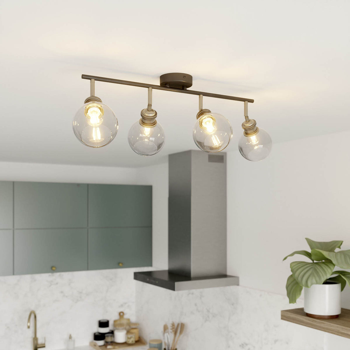 Ceiling Spotlight Muti Arm Kitchen Dining Room Industrial Round Glass Shades - Image 2