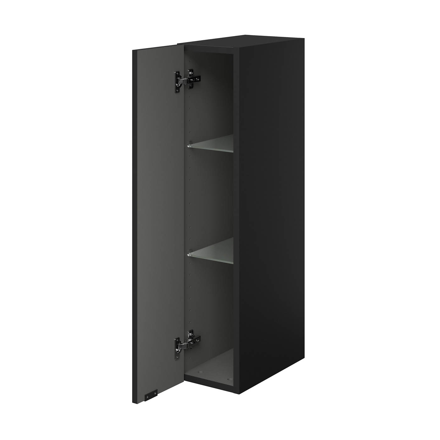 GoodHome Imandra Deep Matt Black Bathroom Single Wall cabinet (H)90cm (W)20cm - Image 1
