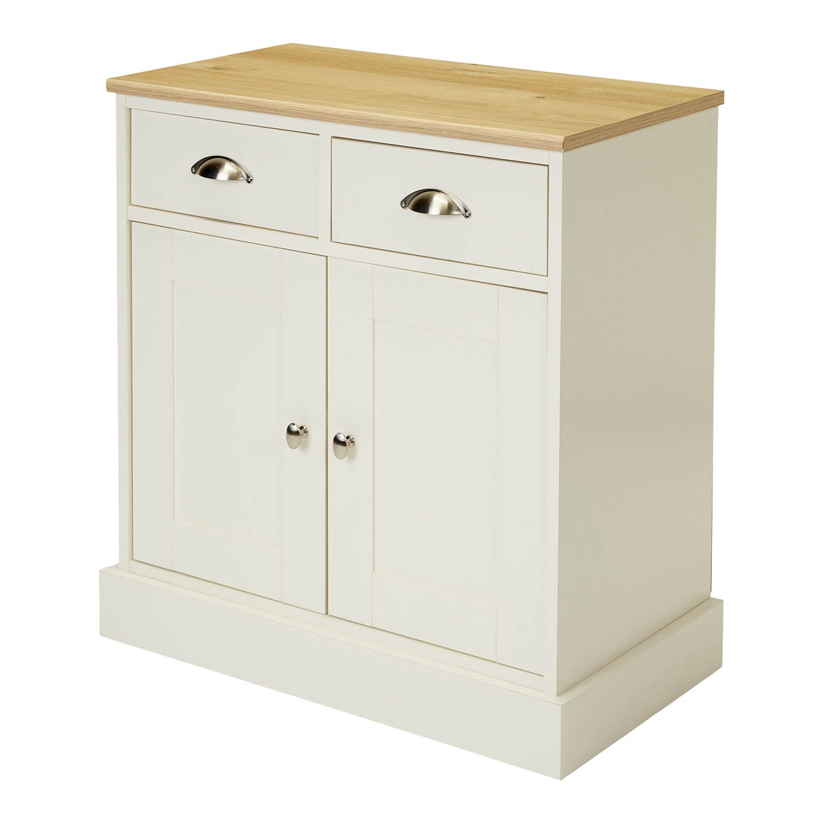 Letvica Shaker Sideboard 2 Drawer White Oak Effect (H)771mm (W)737mm (D)408mm - Image 1