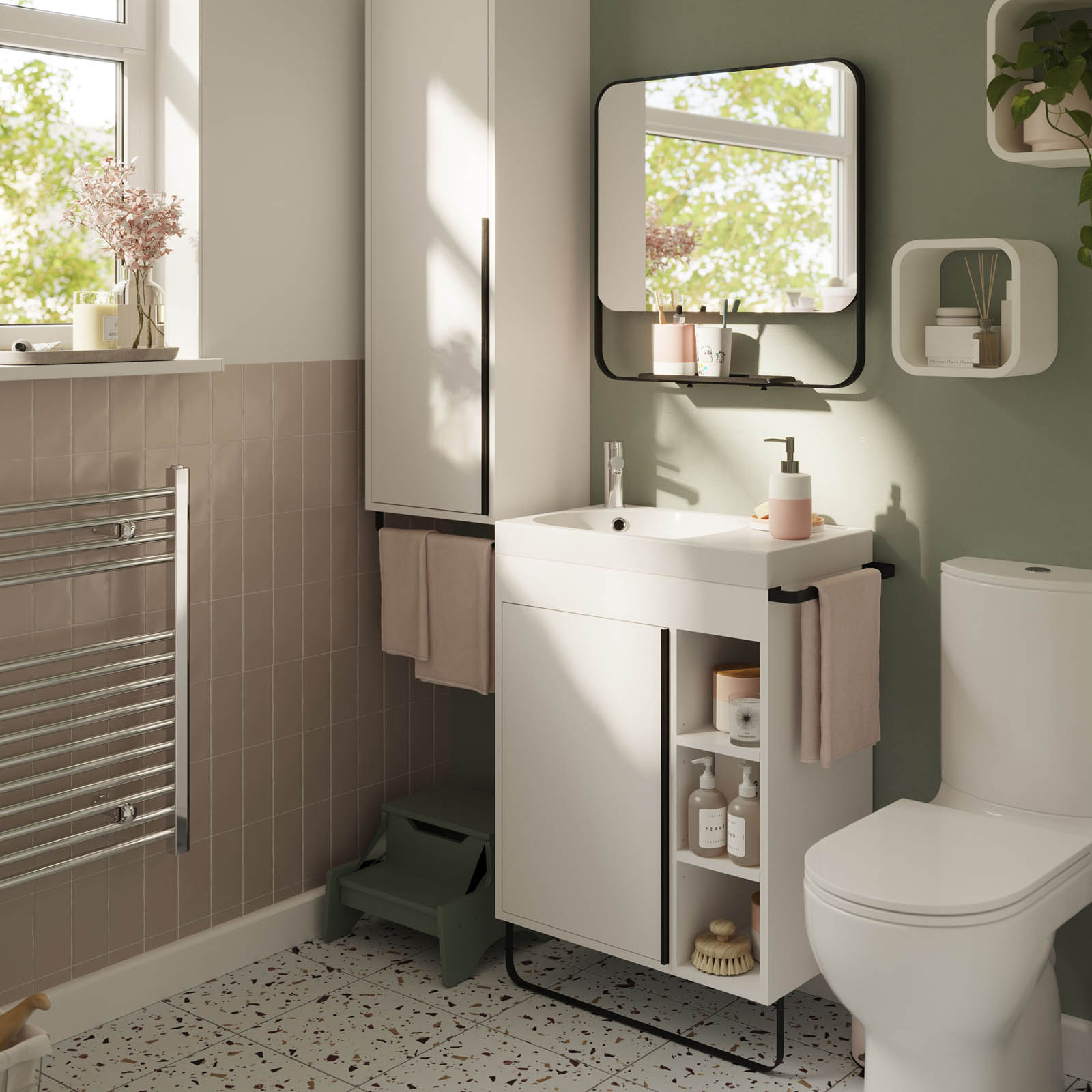 GoodHome Bathroom Cabinet Maza Matt White Single Wall-mounted (H) 820x (W) 650mm - Image 5