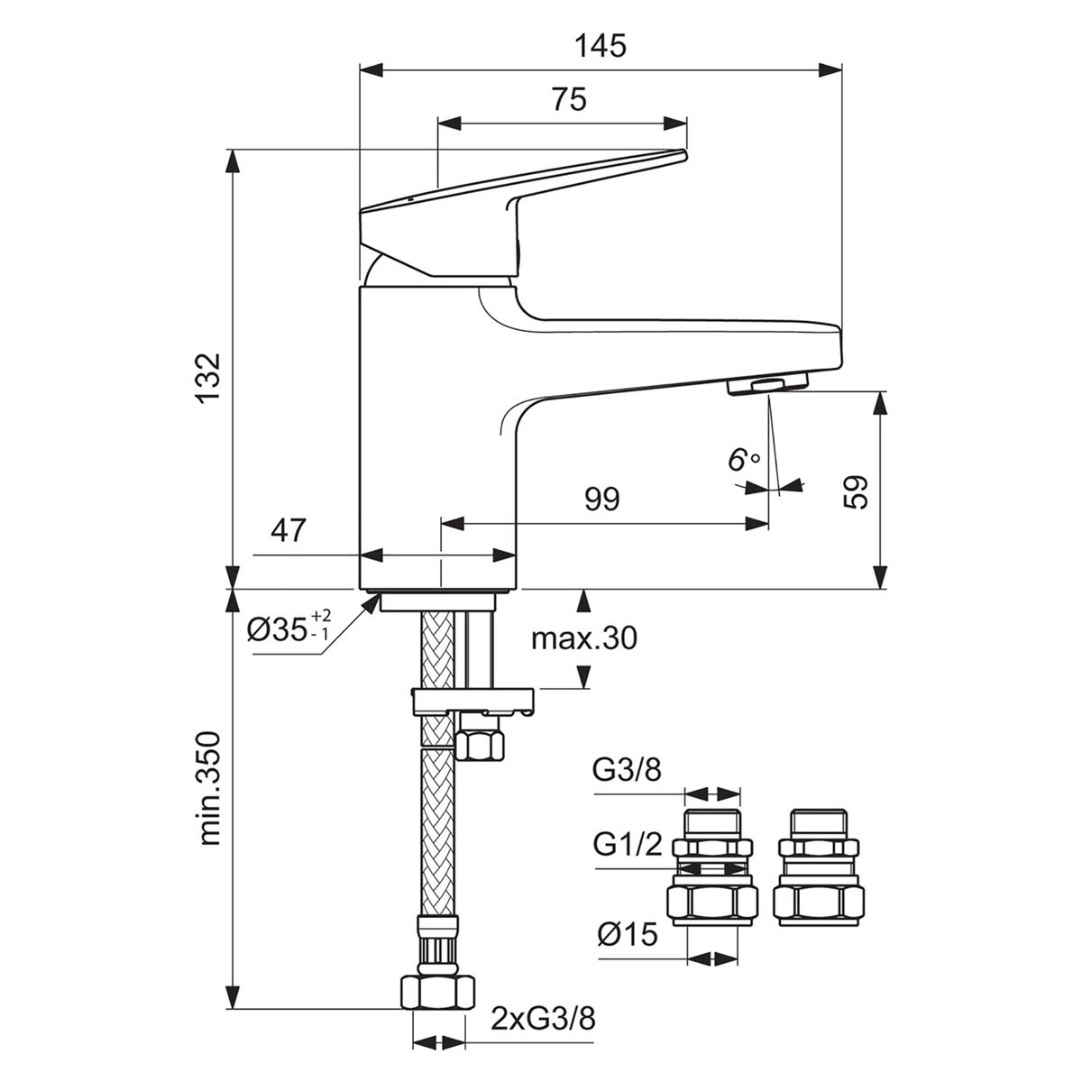 Bathroom Basin Tap Mono Mixer Chrome Mini Square Single Lever Modern Faucet - Image 5