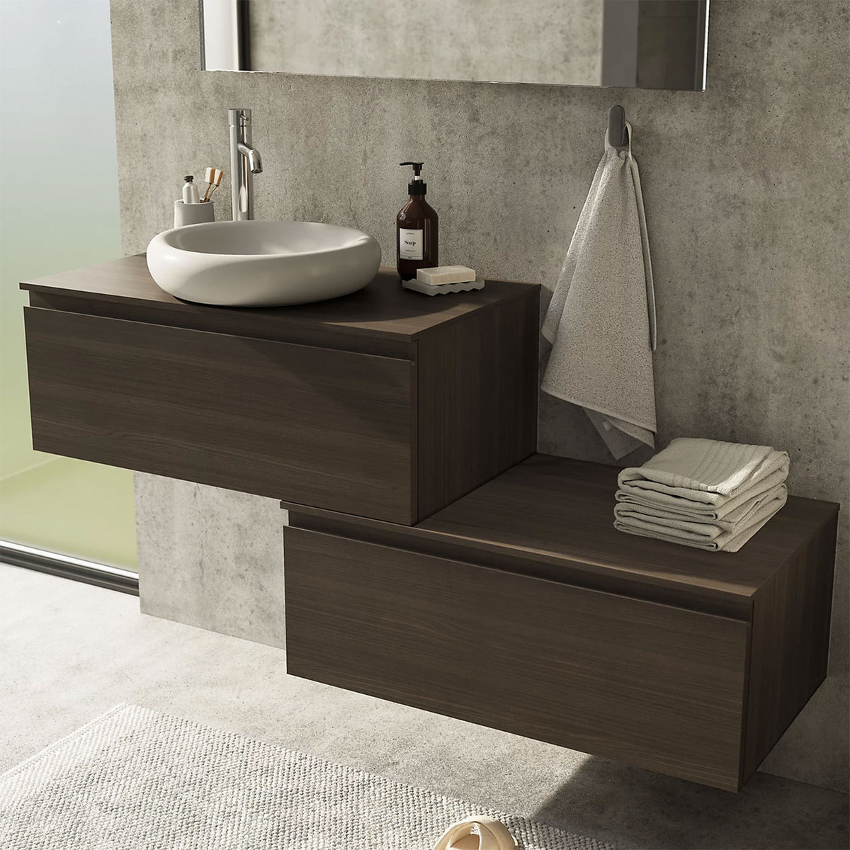 GoodHome Kentia Bathroom Vanity Worktop Plywood 803 x 452mm Basin Top - Image 6