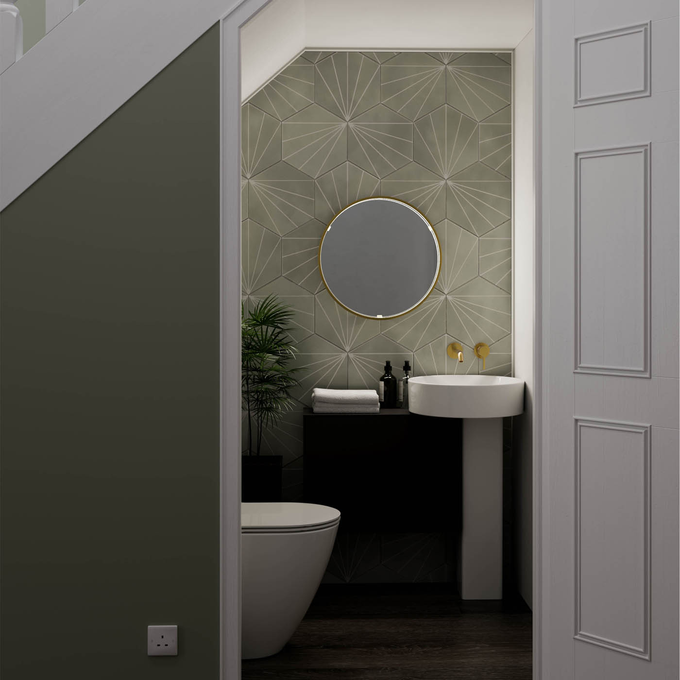 Sensio Bathroom Wall Mirror Illuminated Brass Effect Circular (H)60cm (W)60cm - Image 2