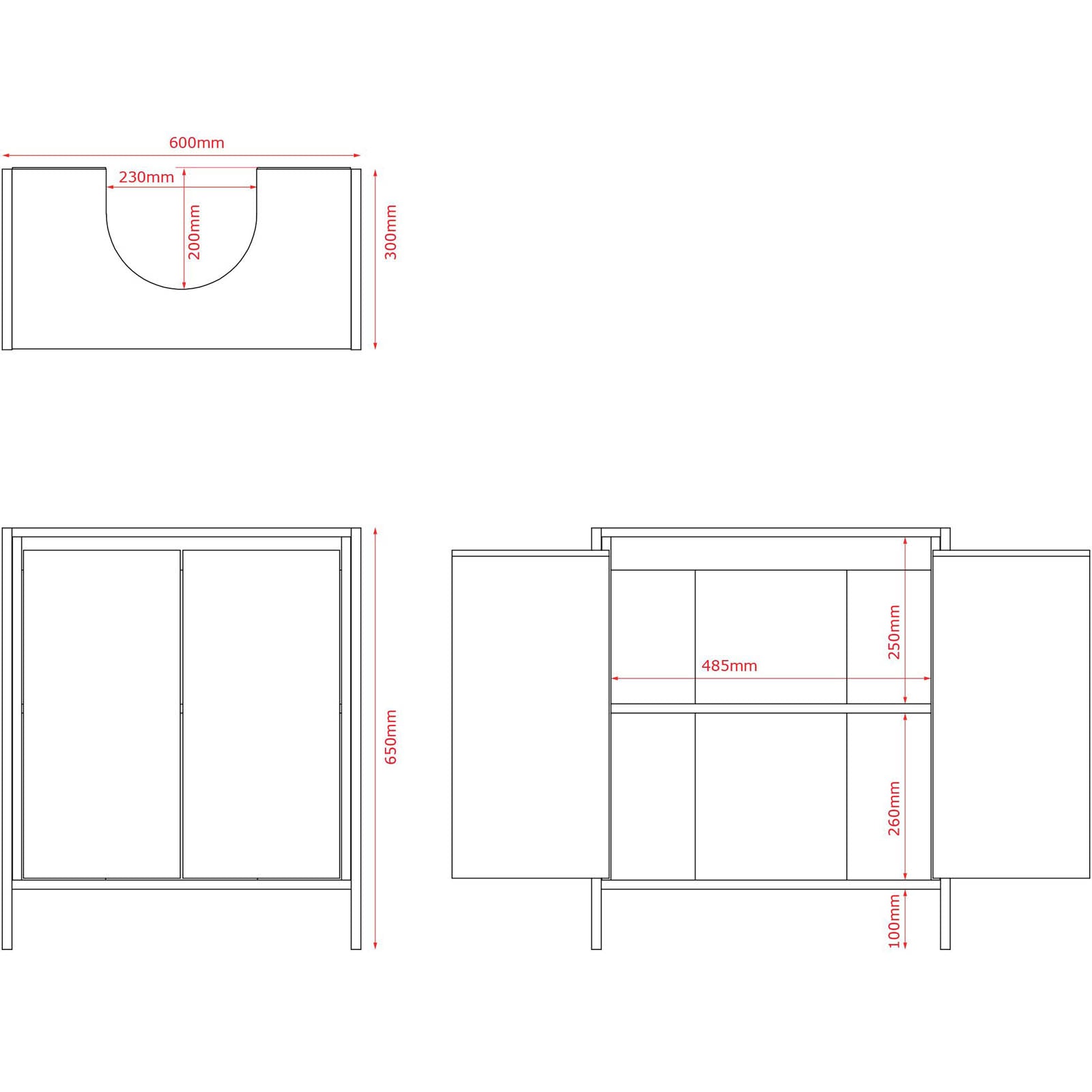 Lana Matt Brown Freestanding Double Bathroom Sink cabinet (H) 650mm (W) 600mm - Image 2