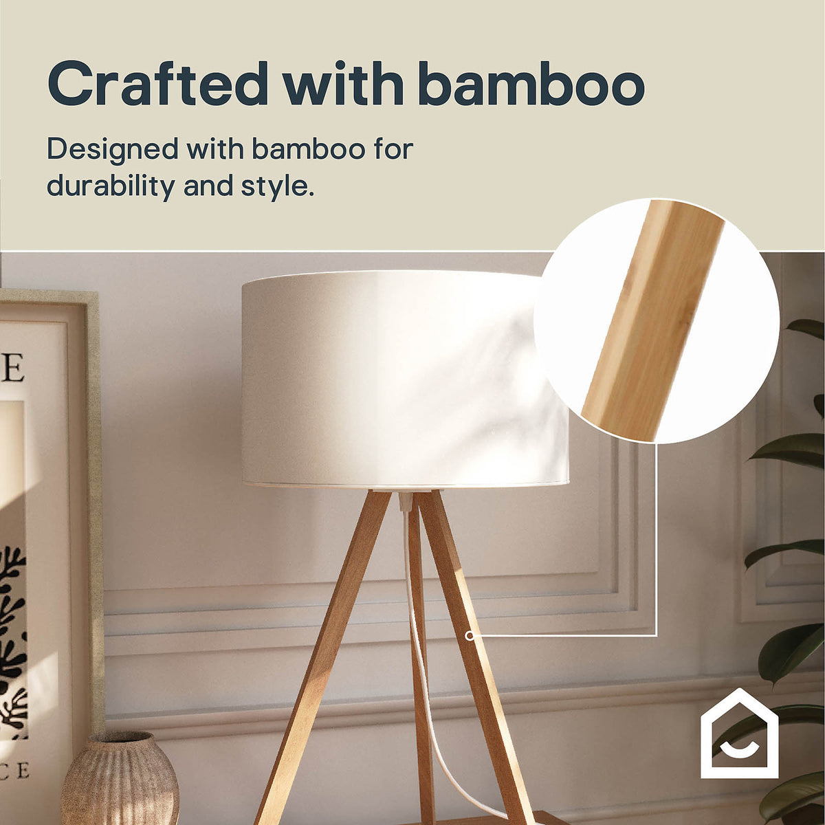 GoodHome Petronia Natural & White LED Floor & table lamp - Image 4