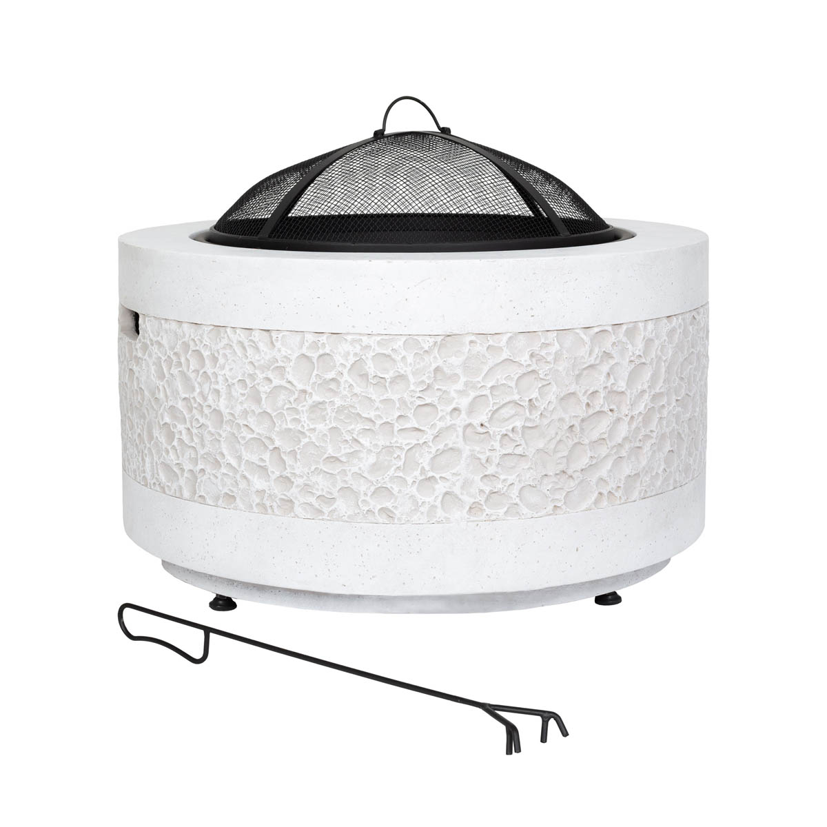 La Hacienda Firepit Steel Matt Grey Round Stone Effect Garden Outdoor Heater - Image 2