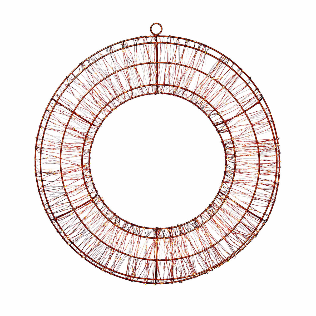 Christmas Wreath Rose Gold Effect LED Illuminated Round Warm White Outdoor 45cm - Image 2