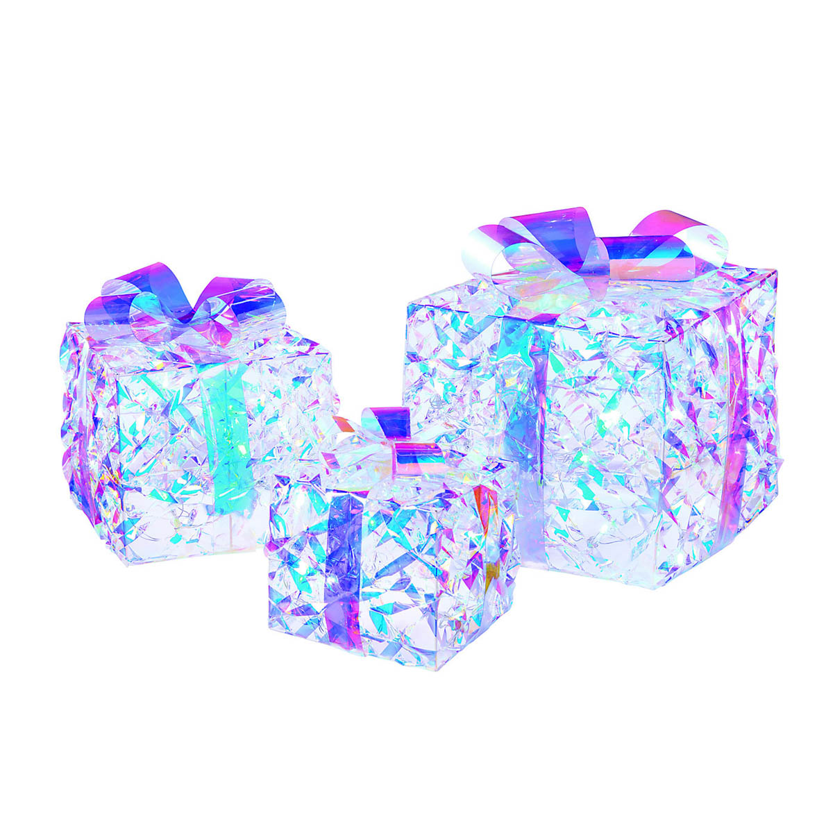 LED Christmas Parcels Silhouette Lighted Ice White Festive Decoration Set Of 3 - Image 2