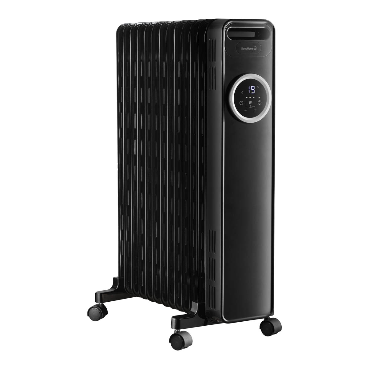 Oil Filled Radiator Portable Black 3 Heat Settings Thermostat Freestanding 2.5W - Image 1