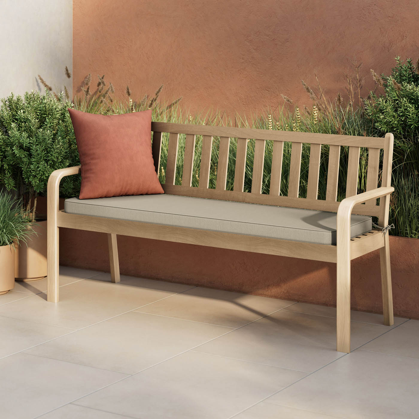 GoodHome Garden Bench 3 seater Natural Wooden Riveo (W)163cm (H)89cm - Image 7