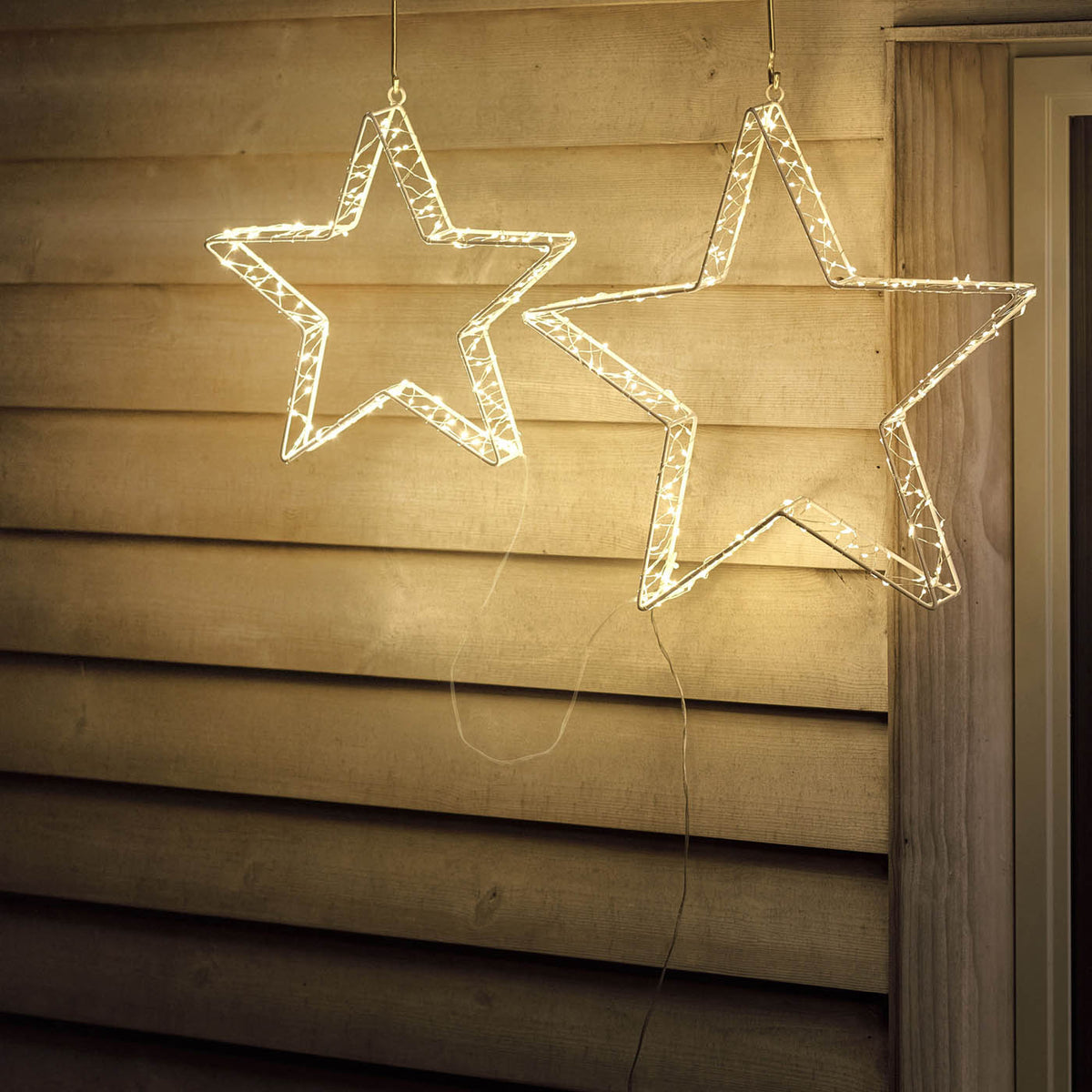 535 LED Stars Christmas Silhouette Ice And Warm White Timer Indoor Home - Image 1