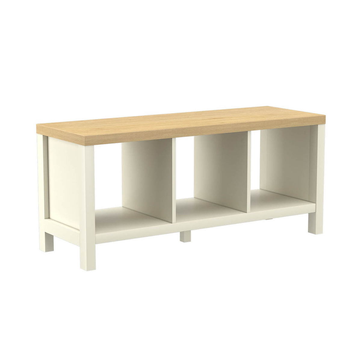 Cube Shelving Unit 3 Compartments Oak Effect Contemporary (H)493mm (W)390mm - Image 1