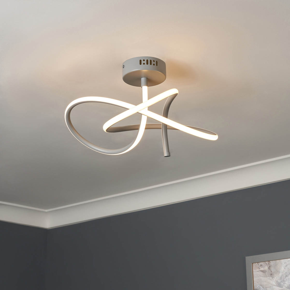 Inlight Ceiling Light LED Warm White Acrylic Aluminium Matt Light Grey Swirl - Image 1