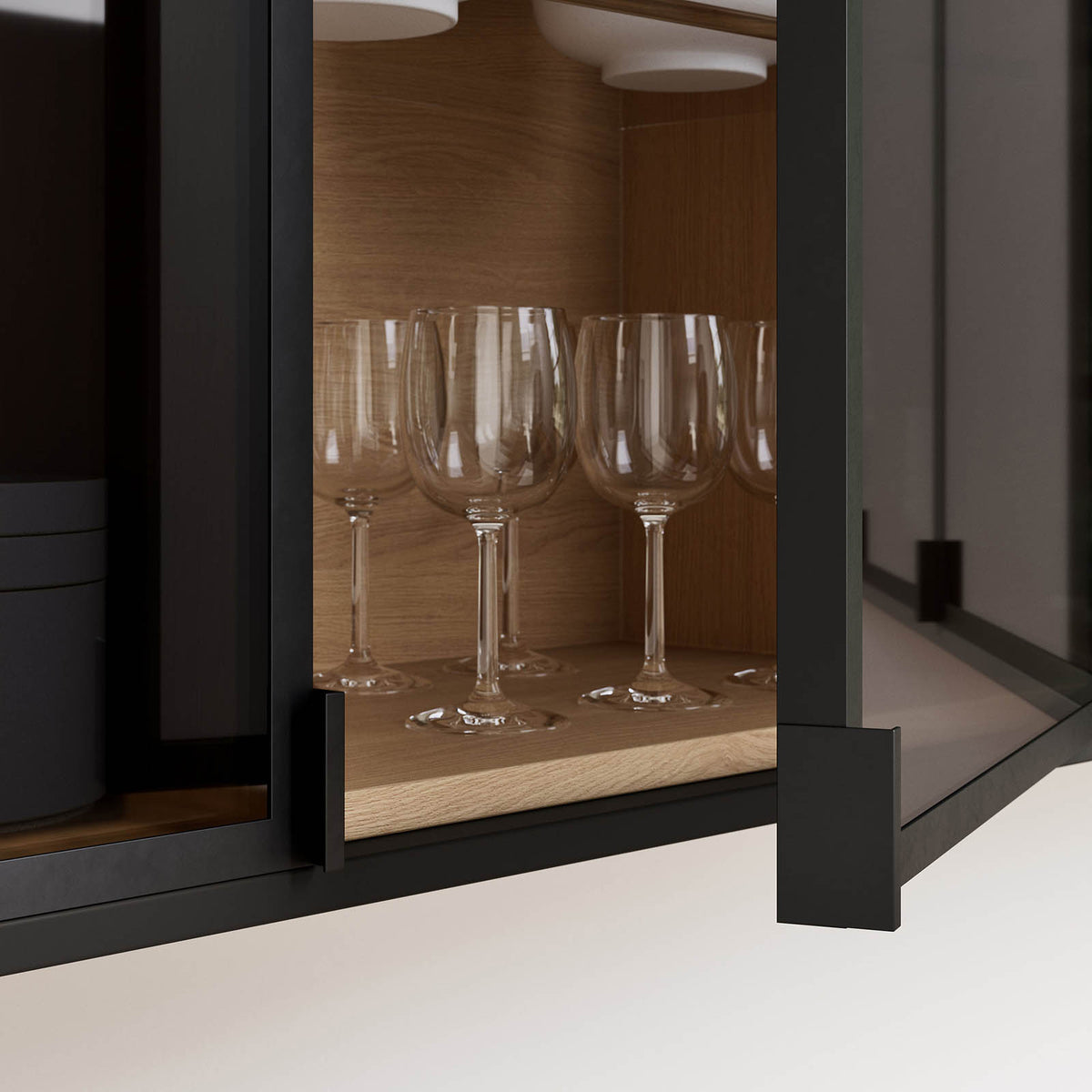 GoodHome Winterana Matt black Glazed Standard Cabinet door (W)400mm (H)715mm (T)20mm - Image 5