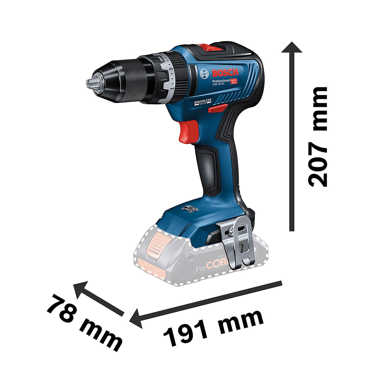 Bosch Combi Drill Professional GSB18V-55 Brushless 18V 2x4Ah Li-Ion Compact - Image 9