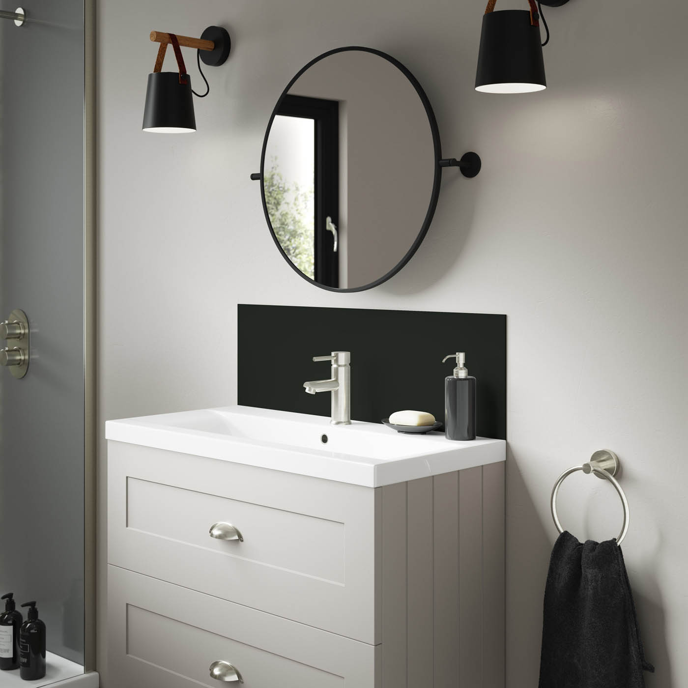 Splashwall Bathroom Splashback Matt Midnight Grey Aluminium Double Sided - Image 3