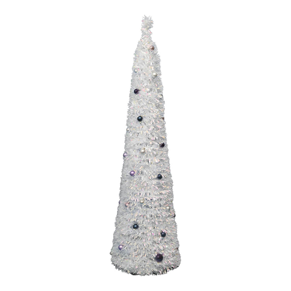 Christmas Tree 6ft White Slim Artificial LED Pre Lit 40 Warm White Timer Baubles - Image 5